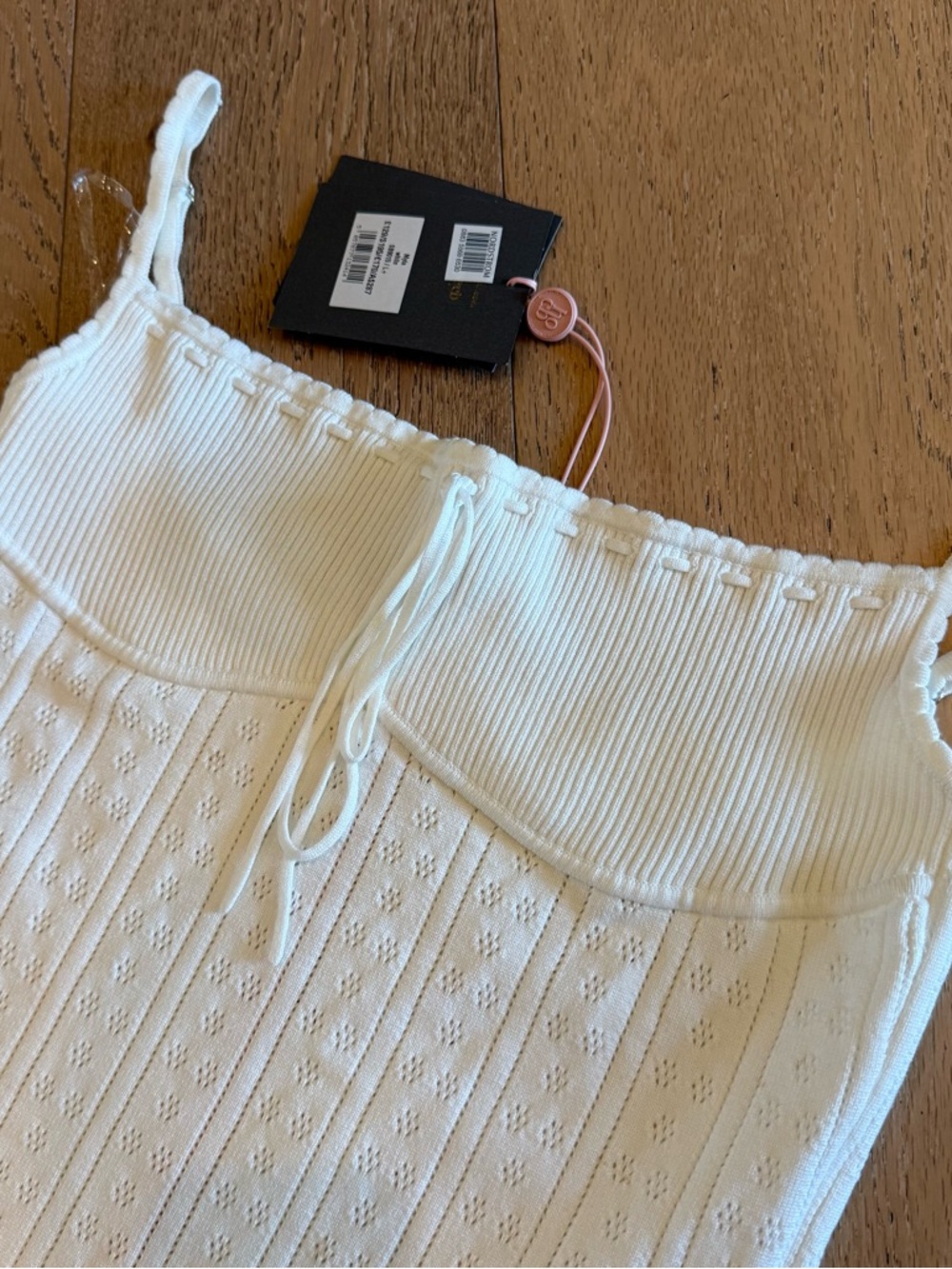 House of CB White Knit Dress with Eyelet Texture - Picture 4 of 8